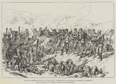 The War between Servia and Bulgaria, Surrender of Bulgarian Soldiers at Brezenik by Johann Nepomuk Schonberg